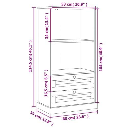 Regal za knjige VIGO 60 x 35 x 114,5 cm od masivne borovine - Smeđa 1 Cijena