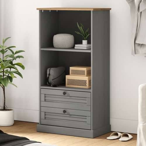 Regal za knjige VIGO sivi 60x35x114,5 cm od masivne borovine - Siva 1 Cijena