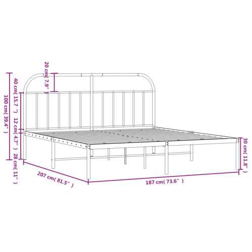 Metalni okvir za krevet s uzglavljem crni 180x200 cm Cijena