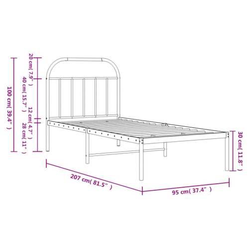 Metalni okvir za krevet s uzglavljem bijeli 90x200 cm Cijena