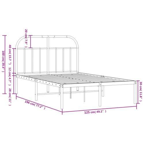 Metalni okvir za krevet s uzglavljem bijeli 120 x 190 cm Cijena