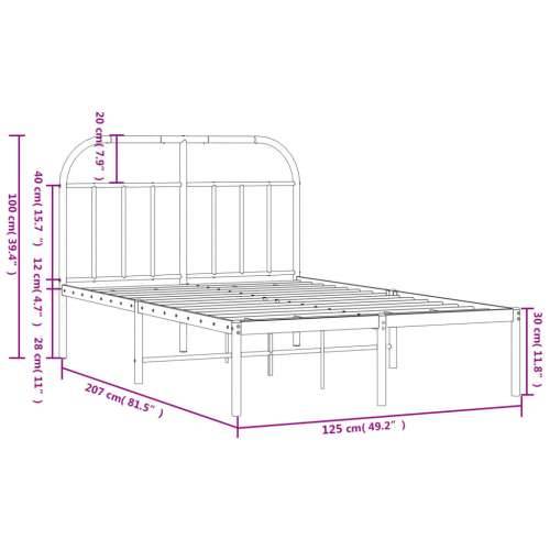 Metalni okvir za krevet s uzglavljem bijeli 120x200 cm Cijena