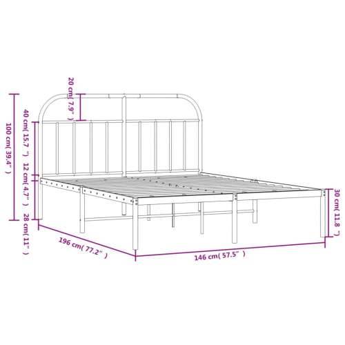 Metalni okvir za krevet s uzglavljem bijeli 140 x 190 cm Cijena