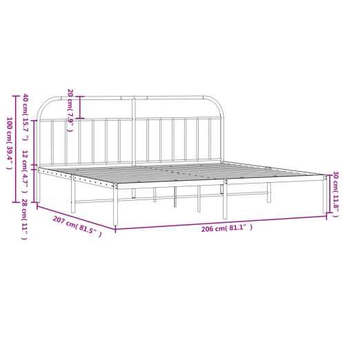 Metalni okvir za krevet s uzglavljem bijeli 200x200 cm Cijena