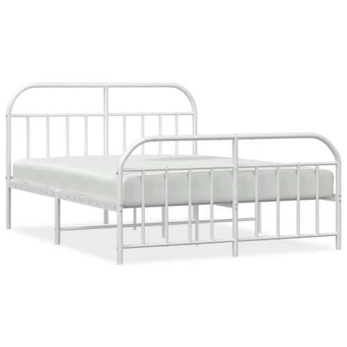 Metalni okvir kreveta uzglavlje i podnožje bijeli 140 x 190 cm - Bijela 140 x 190 cm s uzglavljem i podnožjem Cijena