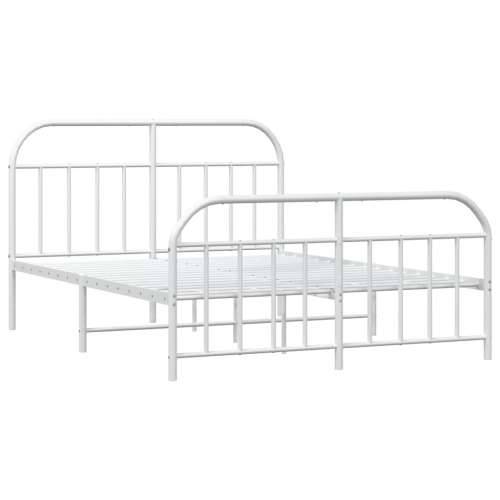 Metalni okvir kreveta uzglavlje i podnožje bijeli 140 x 190 cm - Bijela 140 x 190 cm s uzglavljem i podnožjem Cijena