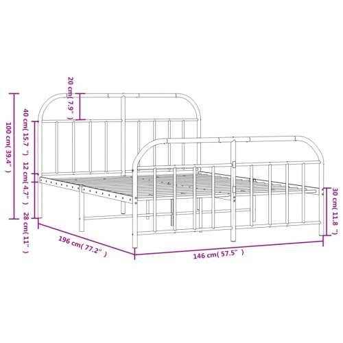 Metalni okvir kreveta uzglavlje i podnožje bijeli 140 x 190 cm - Bijela 140 x 190 cm s uzglavljem i podnožjem Cijena