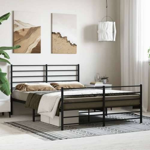 Metalni okvir kreveta uzglavlje i podnožje crni 160x200 cm Cijena