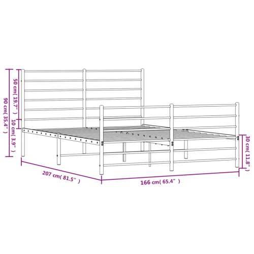 Metalni okvir kreveta uzglavlje i podnožje crni 160x200 cm Cijena