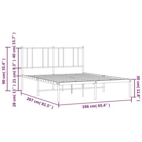 Metalni okvir za krevet s uzglavljem crni 160x200 cm Cijena