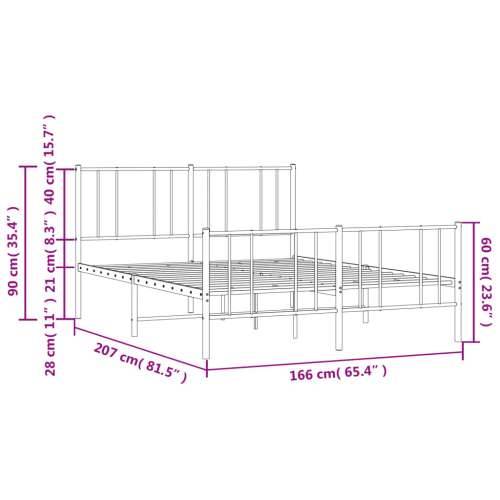 Metalni okvir kreveta uzglavlje i podnožje crni 160x200 cm Cijena