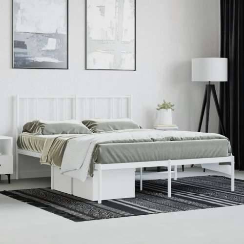 Metalni okvir za krevet s uzglavljem bijeli 160x200 cm Cijena