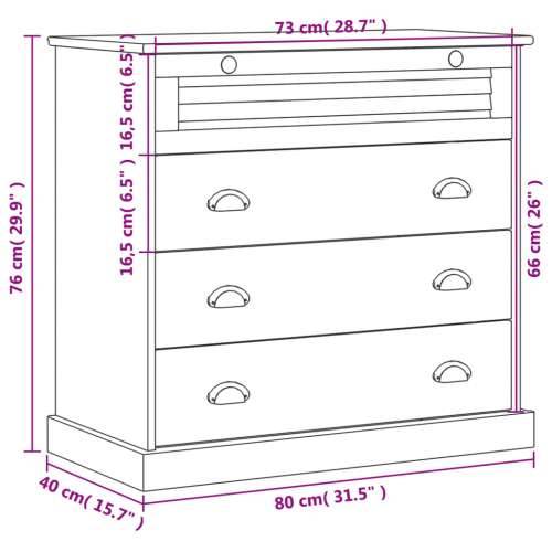 Ladičar VIGO bijeli 80 x 40 x 76 cm od masivne borovine - Bijela 1 Cijena