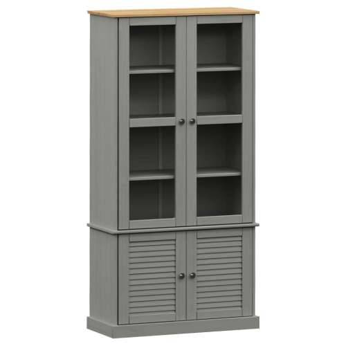 Vitrina sa staklom VIGO siva 85x35x170 cm od masivne borovine - Siva 1 Cijena