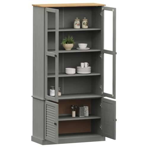 Vitrina sa staklom VIGO siva 85x35x170 cm od masivne borovine - Siva 1 Cijena
