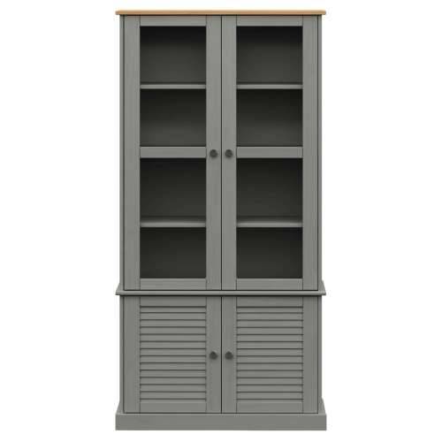 Vitrina sa staklom VIGO siva 85x35x170 cm od masivne borovine - Siva 1 Cijena