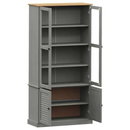 Vitrina sa staklom VIGO siva 85x35x170 cm od masivne borovine - Siva 1 Cijena