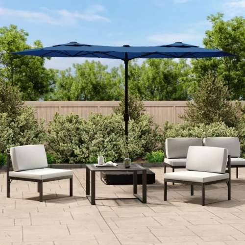 Dvostruki vrtni suncobran s LED svjetlima azurni 316 x 240 cm - Plava 1 Cijena