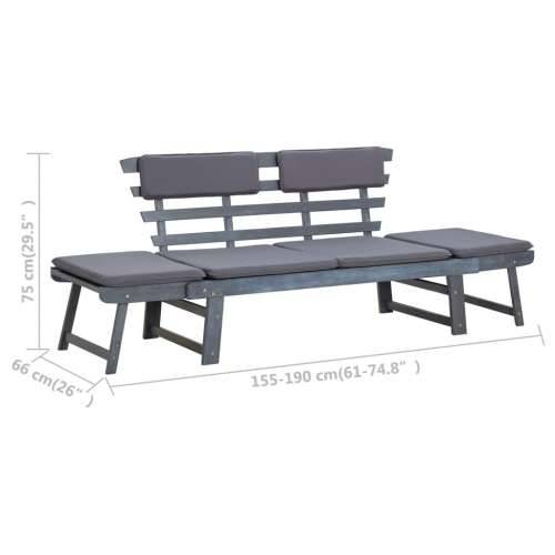 Vrtna klupa 2-u-1 s jastucima siva 190 cm od bagremovog drva - Siva 1 4 Cijena