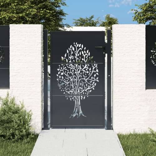 Vrtna vrata antracit 105 x 155 cm čelična s uzorkom stabla - 105 x 155 cm Cijena