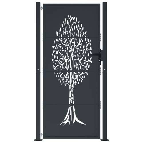 Dvorišna vrata - Vrtna vrata antracit 105 x 180 cm čelična s uzorkom stabla - 105 x 180 cm Cijena