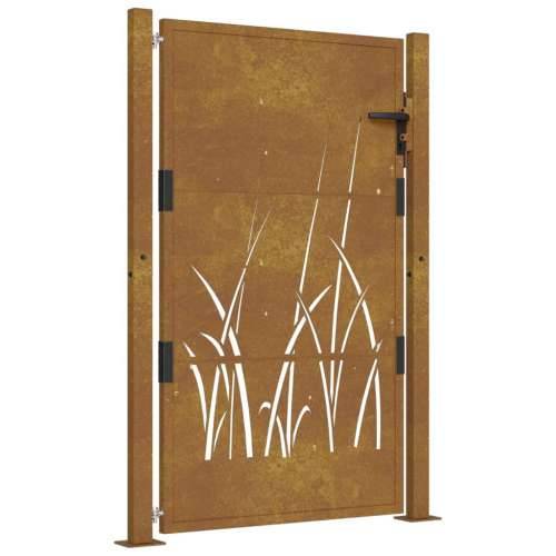 Vrtna vrata 105 x 130 cm od čelika COR-TEN s uzorkom trave - 105 x 130 cm Cijena