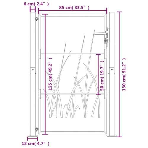 Vrtna vrata 105 x 130 cm od čelika COR-TEN s uzorkom trave - 105 x 130 cm Cijena