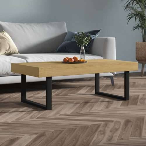 Stolić za kavu svjetlosmeđi i crni 120x60x40 cm MDF i željezo - Svjetlosmeđa 1 Cijena