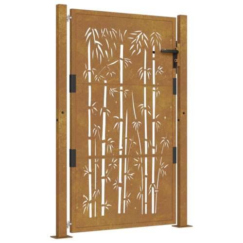 Vrtna vrata 105 x 155 cm od čelika COR-TEN s uzorkom bambusa - 105 x 155 cm Cijena