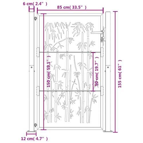 Dvorišna vrata - Vrtna vrata 105 x 155 cm od čelika COR-TEN s uzorkom bambusa - 105 x 155 cm Cijena