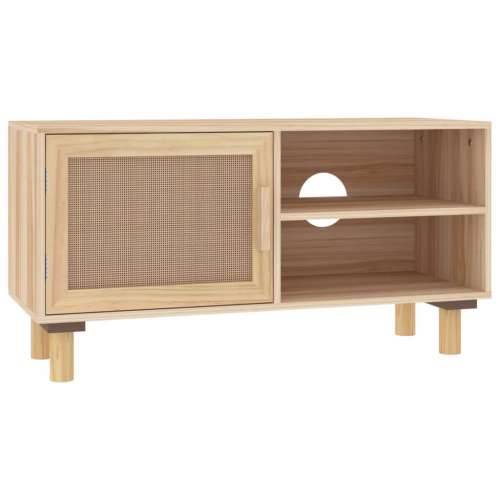 TV ormarić smeđi 80 x 30 x 40 cm od borovine i prirodnog ratana - Smeđa 1 Cijena