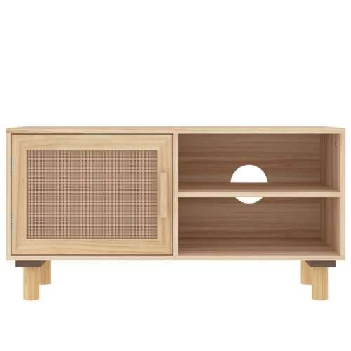 TV ormarić smeđi 80 x 30 x 40 cm od borovine i prirodnog ratana - Smeđa 1 Cijena