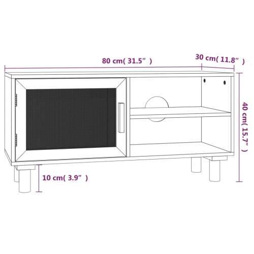 TV ormarić smeđi 80 x 30 x 40 cm od borovine i prirodnog ratana - Smeđa 1 Cijena