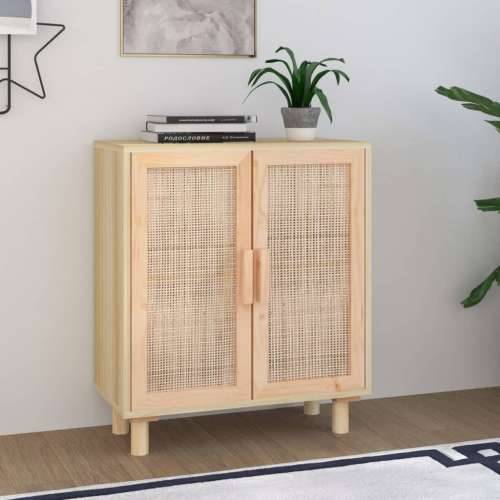 Komoda smeđa 60 x 30 x 70 cm masivna borovina i prirodni ratan - Smeđa 1 Cijena