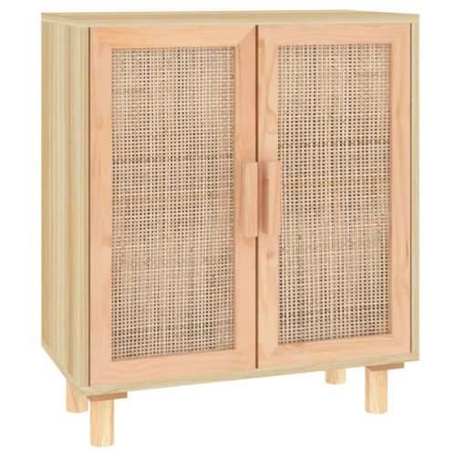 Komoda smeđa 60 x 30 x 70 cm masivna borovina i prirodni ratan - Smeđa 1 Cijena