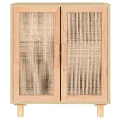 Komoda smeđa 60 x 30 x 70 cm masivna borovina i prirodni ratan - Smeđa 1 Cijena