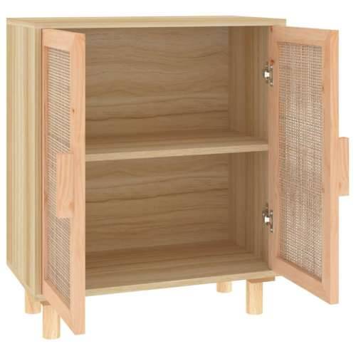 Komoda smeđa 60 x 30 x 70 cm masivna borovina i prirodni ratan - Smeđa 1 Cijena