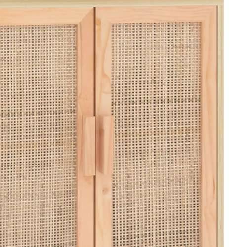 Komoda smeđa 60 x 30 x 70 cm masivna borovina i prirodni ratan - Smeđa 1 Cijena