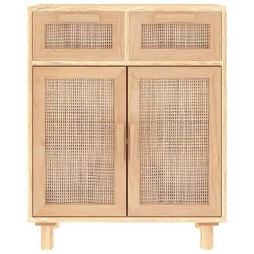Komoda smeđa 60x30x75 cm masivna borovina i prirodni ratan - Smeđa 1 Cijena