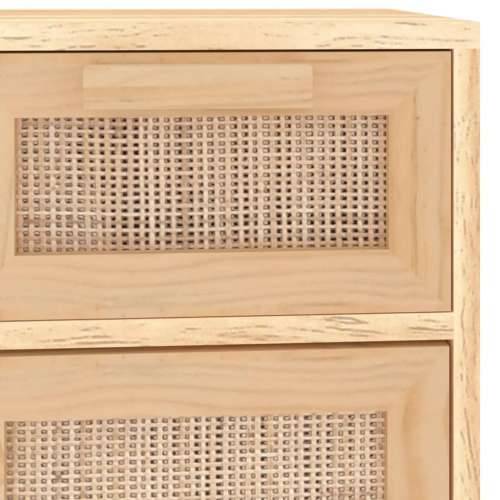 Komoda smeđa 60x30x75 cm masivna borovina i prirodni ratan - Smeđa 1 Cijena