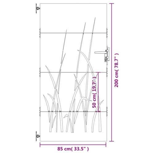 Dvorišna vrata - Vrtna vrata 85 x 200 cm od čelika COR-TEN s uzorkom trave - 85 x 200 cm Cijena