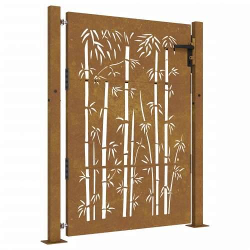 Vrtna vrata 105 x 130 cm od čelika COR-TEN s uzorkom bambusa - 105 x 130 cm Cijena