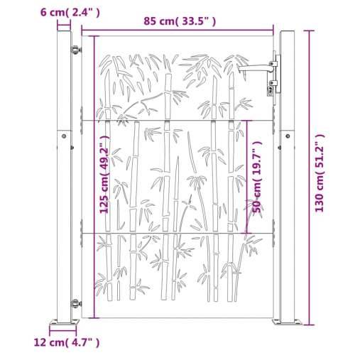 Dvorišna vrata - Vrtna vrata 105 x 130 cm od čelika COR-TEN s uzorkom bambusa - 105 x 130 cm Cijena