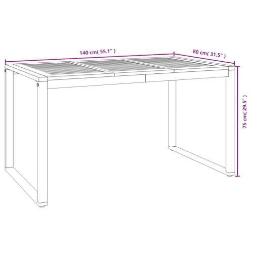 Vrtna garnitura - 5-dijelni vrtni blagovaonski set od bagremovog drva i metala - Dužina stola 140 cm 4 Cijena