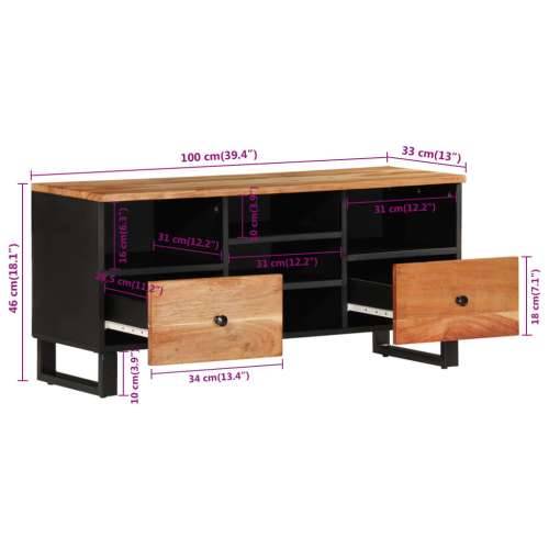 TV ormarić 100 x 33 x 46 cm drvo bagrema i konstruirano drvo - Svjetlosmeđa 1 Cijena