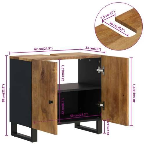 Ormarić za Lavabo - Umivaonik 62x33x58 drvo manga i konstruirano drvo - boja meda 1 Cijena