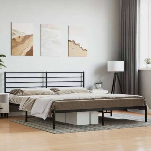 Metalni okvir za krevet s uzglavljem crni 180x200 cm Cijena