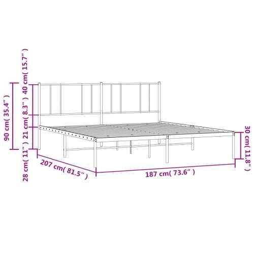 Metalni okvir za krevet s uzglavljem crni 180x200 cm Cijena