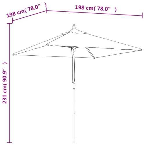 Vrtni suncobran s drvenim stupom azurnoplavi 198 x 198 x 231 cm - Plava Cijena