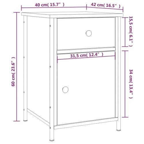 Noćni ormarić smeđeg hrasta 40x42x60 cm konstruirano drvo - Smeđi hrast 1 Cijena